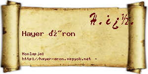 Hayer Áron névjegykártya